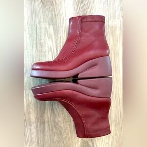 Burgundy leather wedge heel women's boots from Camper size 9us/40eu